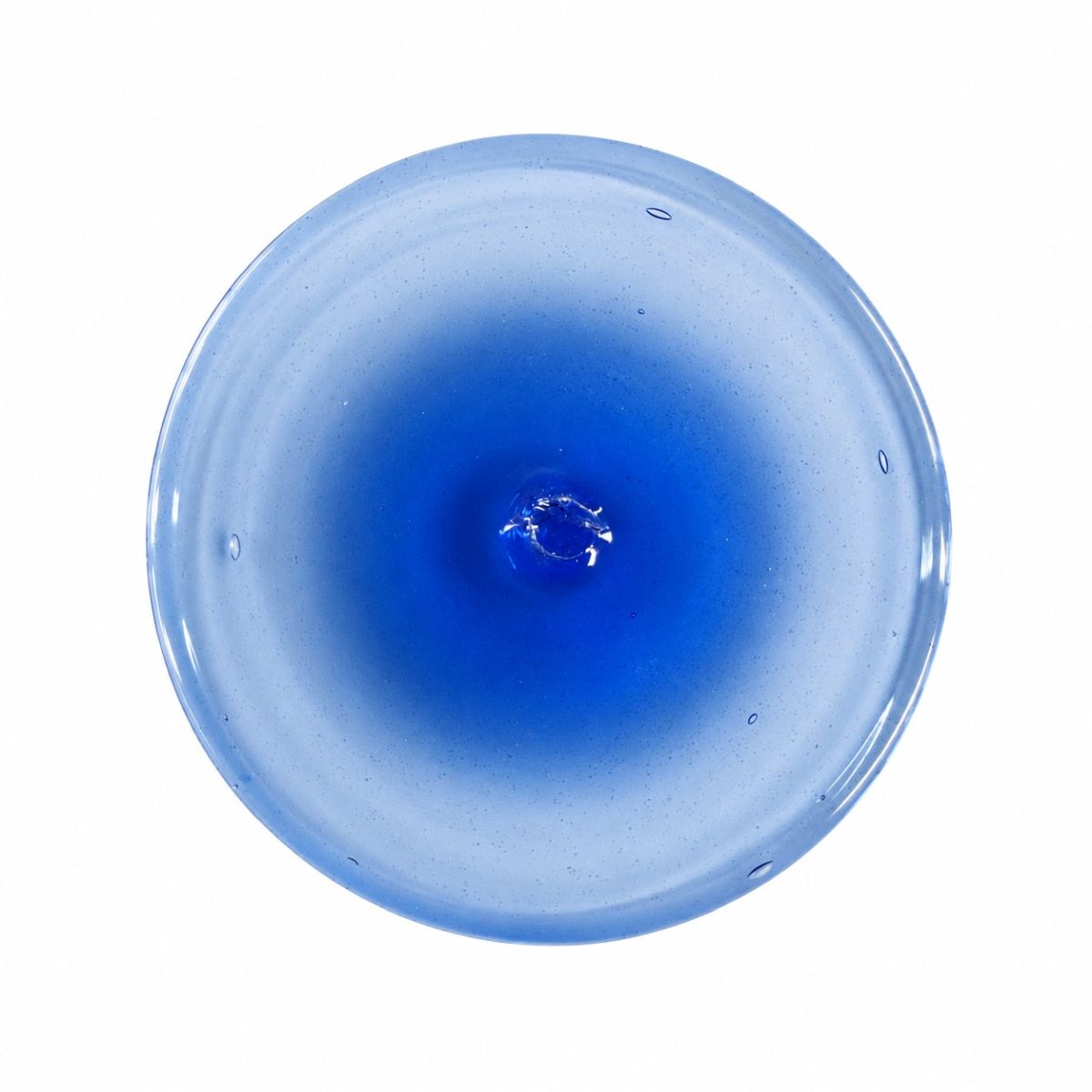 Medium blue mouth-blown glass rondel 100mm